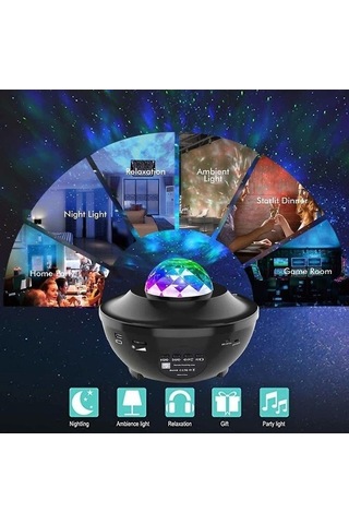 Dancemonkey Yeni Mesafeli Dönen Bulut Projektör Lambası - Siyah07 2 2