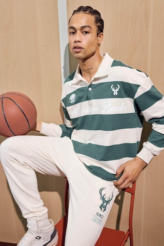Defacto Nba Milwaukee Bucks Boxy Fit Polo Yaka Sweatshirt F5127ax25aubg662 Bej-bg662