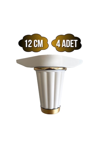 Babil 12cm Plastik Ayak Mobilya Masa Ve Dolap Ayağı 12cm Beyaz - Altın 4 Adet Beyaz