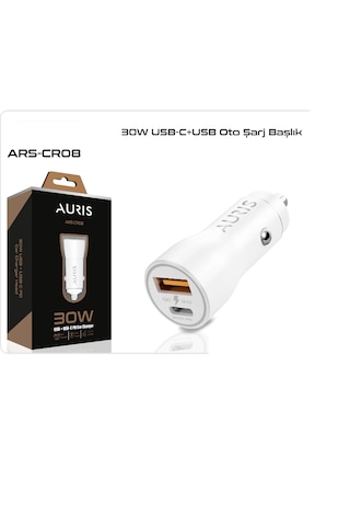 Auris CR08 30 W PD Yüksek Hızlı Oto Çakmaklık Araç Şarj Cihazı