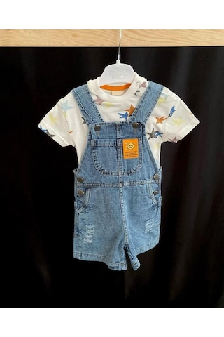 Minaz Baby T-shirt Kot Tulum Takım Mavi