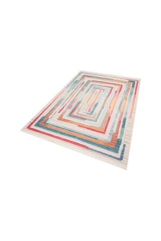 Sola Sn01 Geometrik Desenli Renkli İskandinav Oturma Odası Halısı Çok Renkli