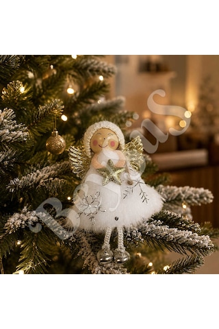 Yılbaşı Kar Meleği Gold Yıldız Desenli 13 Cm