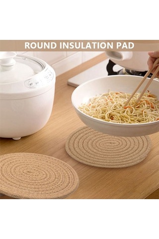 Ulzyvf Yuvarlak Sıcak Set Servisi Sarı-kahverengi Örgülü Kalın Isıya İnç Dayanıklı Amerikan Altlıklar 7 6'lı Lx Sarı - Kahverengi