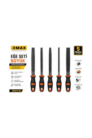 Dmax Büyük Eğe Seti 5 Parça Profesyonel Metal Ve Ahşap Eğe Takımı