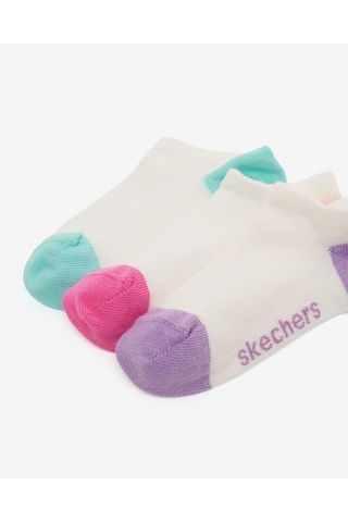 Skechers 3'lü Paket Colortips Bilekli Çorap Büyük Kız Çocuk Beyaz Sk2520137-3474