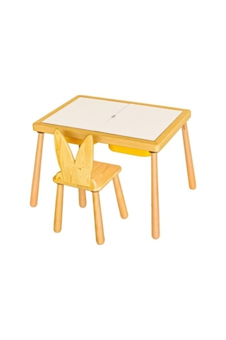 Woodnjoy Duyusal Oyun Masası + 1 Sandalye Mavi