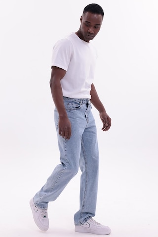 Freemen Erkek Baggy Bol Kesim Kot Pantolon Mavi