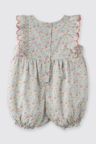 Panço Liberty Kumaş Çiçek Desenli Kolları Fırfır Detaylı Yenidoğan Tulum Mavi 5611GN30003