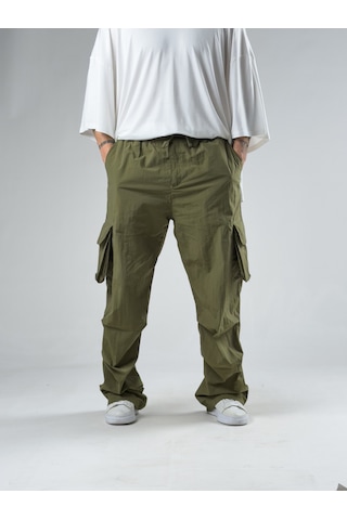 Cocopelli Tasarım Kargo Cepli Paraşüt Kumaş Yeşil Baggy Pantolon Coc3081