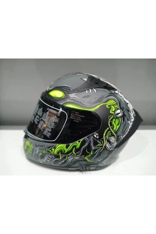 Mts Kask Mts Pro 801 Zombi Güneş Gözlüklü Motosiklet Kaskı Beyaz - Gri - Sarı