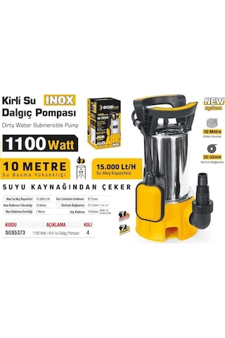 Sgs Kirli Su Dalgıç Pompası 1100 Watt Inox