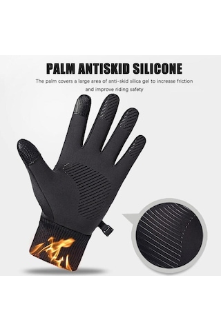 Su-Soğuk-Rüzgar Geçirmez Dokunmatik Parmak Motosiklet-Kayak Eldiveni - Large Siyah