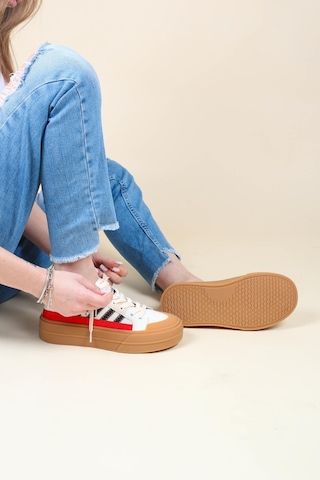 Guja Cilt Garnili Keten Sneakers Kırmızı-Kırmızı