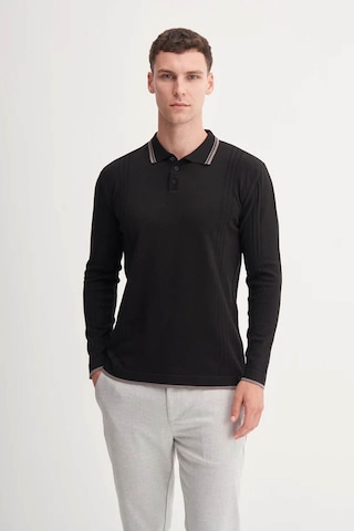 Cazador Çizgi Desenli Polo Yaka Siyah Erkek Kazak 33035 Siyah