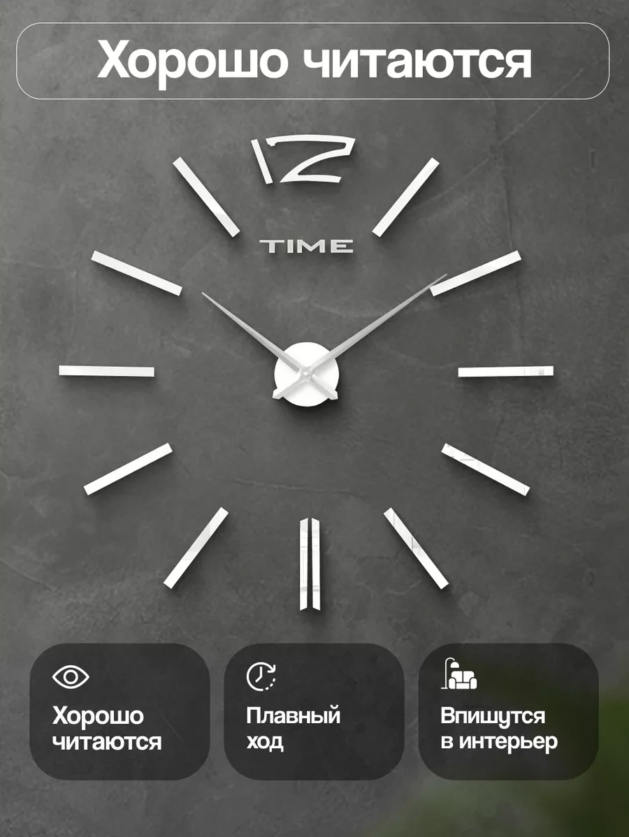 Casy Market Duvar Saati, Ev Dekorasyonu İçin Kendinden Yapışkanlı 3d Dekor 233994042 Beyaz