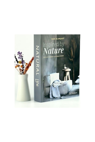 Bak Gel Al Kitap Görünümlü Dekoratif Kutu, Iskandinav Tarzı Kitap Şeklinde Saklama Kutusu, Ev Dekorasyonu, Modern Ev Dekorasyonu- Natural Life - Dvdktpkt010
