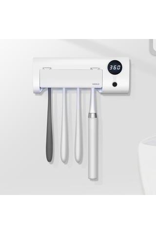 Geeksen Hıgold Şarj Edilebilir Diş Fırçası Dezenfektanı Deliksiz 4 Gözlü Banyo İçin 1500mah Sterilizasyon Beyaz