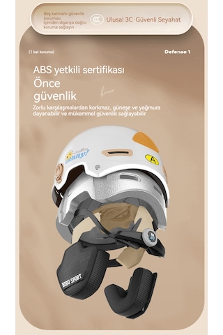 Eternal Luck 3c Kulak Koruma Sıcaklığı Four Seasons Elektrikli Araç Kaskı Siyah