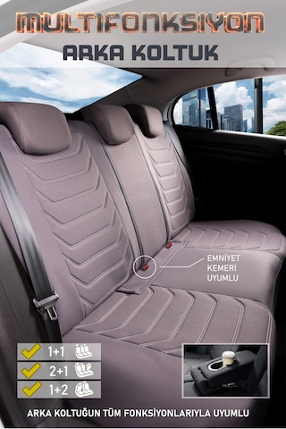 Toyota Corolla Cross Uyumlu Lüx Deri Detaylı Oto Koltuk Kılıfı Ön Arka Takım Carbon Serisi Füme