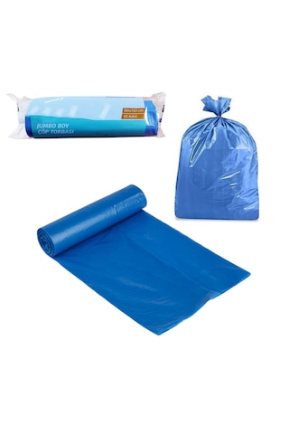 Çöp Torbası Jumbo Boy 10'lu X 5 Rulo Mavi Çöp Poşeti 80x110 Cm