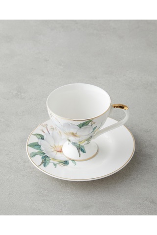 Garden Lovely New Bone China 4 Parça 2 Kişilik Kahve Fincan Takımı 90 Ml Yeşil-beyaz Yeşil-beyaz