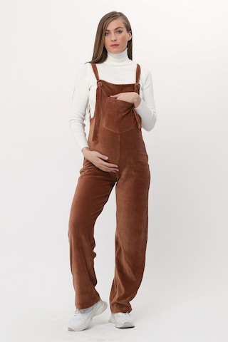 Luvmabelly Myra6114 - Camel Kadife Hamile Salopet-kahverengi