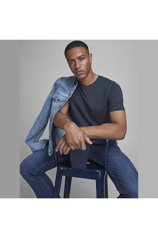 Jack & Jones Bisiklet Yaka Basic Tisört-Organic 12156101 Navy Blazer Lacivert