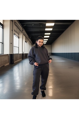 Ceyss Design Unisex Üç İplik Şardonlu Sweatshirt Eşofman Takımı-antrasit Antrasit