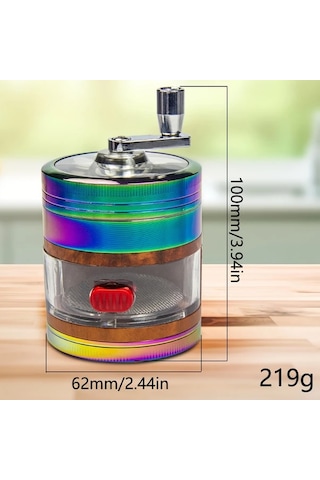 Elmpaly El İle Kullanılan Büyük Çekmeceli Öğütücü - Ahşap Siyah Manuel Baharat Tütün Değirmeni