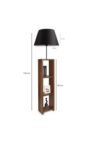 Homing Dekoratif Raflı Siyah Konik Kumaş Lambader Ayd-3153