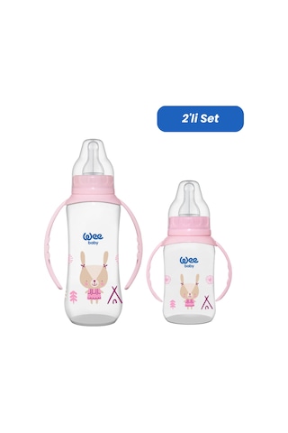 Wee Baby Klasik Kulplu Pp Biberon 150 Ml ve 270 Ml Biberon Seti - Pembe
