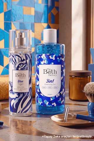 The Bath Factory 3 in 1 Duş Jeli 400 Ml + Blue Tiger Saç ve Vücut Spreyi 200 Ml Set