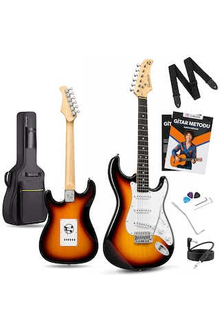 Fourtune Atlas Eg-1000sb Gül Klavye Strat Kasa Sss Sunburst Elektro Gitar Seti