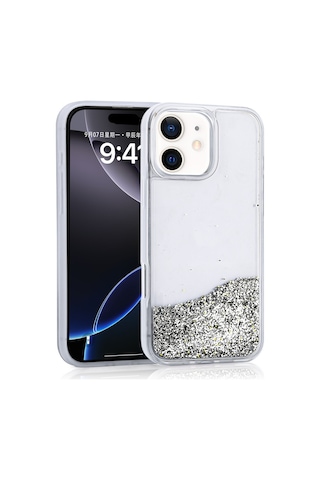 Subutu Apple Uyumlu iPhone 11 Kılıf Sıvılı Simli Şeffaf Arka Yüzey Sbt Keto Silikon Kapak - Mor Mor