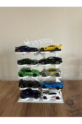 Hot Wheels Uyumlu 10 Araçlık Stand 1/64 Beyaz R3d-001-blm