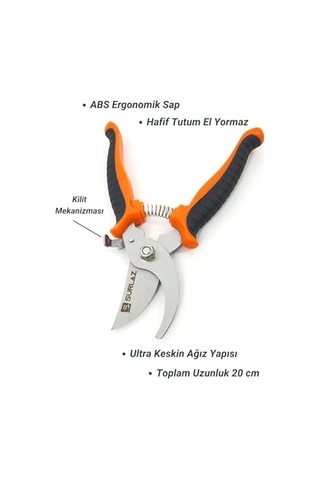 2 Parça Set Bağ Bahçe Budama Makası Ergonomik Sap Ve Kolay Kullanım