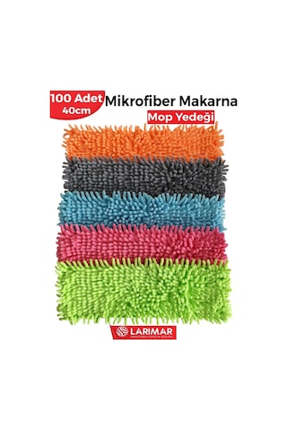 Larimar Makarna Mop Mikrofiber Yedek Paspas Temizlik Bezleri 100'lü 40 CM