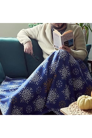 Kar Tanesi Tasarımlı Unisex Tv Battaniyesi - Tek Kişilik Battaniye 95 X 145 Cm Açık Bej