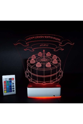 Kişiye Özel 3D Led Doğum Günü Pastası Lamba