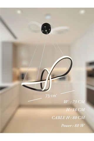 Ey Shop Siyah Papyon Model 3 Renk Led Kumandalı Avize Siyah