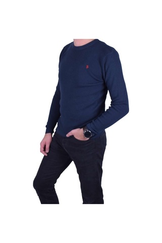 Erkek Lacivert Bisiklet Yaka Yarı Slim Kazak, Ot-Kzk-20001 Lacivert