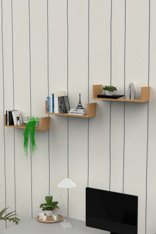 Ahşap Dekoratif Duvar Rafı Üçlü