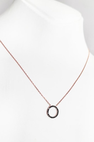 Siyah Taşlı Gümüş Halka Kolye Rose Gold
