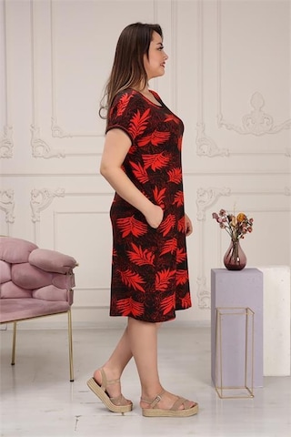 Dip Moda Kadın Esnek Kumaş Büyük Beden Elbise Dpaysl58 Kırmızı