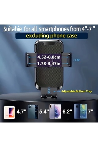 Primepickings 360 Derece Dönebilen Araç Havalandırma Telefon Tutucu Abs Siyah 4-7 Inç Android İos Uyumlu