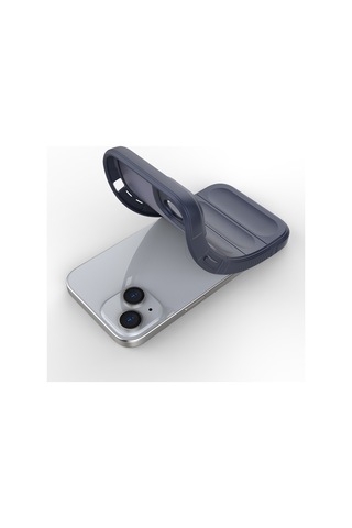 Vendas Apple iPhone Uyumlu  15 Kılıf Esnek Tpu Oyuklu Arka Yüzey Zore Etnik Silikon Kapak + Hayalet Ekran Koruyucu Lacivert