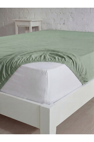 Tek Kişilik Pamuklu Lastikli Çarşaf, Ranforce Tek Kişilik Fitted Çarşaf 100x200+20 Cm Yeşil