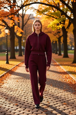 Benerly Kadın Kapüşonlu Fermuarlı Uzun Kollu Örme Sweatshirt Fonksiyonel Mürdüm