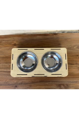 Pati Tasarımlı Ahşap Evcil Hayvan Mama Kabı